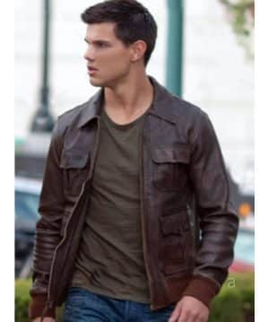 TAYLOR LAUTNER ABDUCTION DARK BROWN LEATHER JACKET