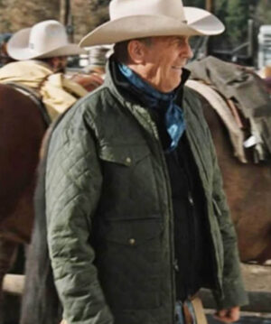 Yellowstone Kevin Costner Green Quilted Jacket