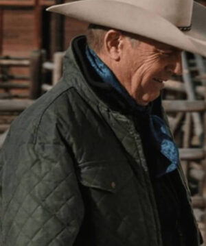 Yellowstone Kevin Costner Green Quilted Jacket