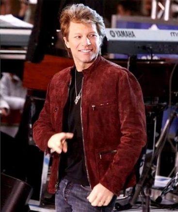 Bon Jovi Maroon Suede Leather Jacket