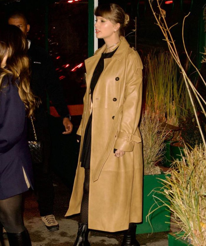 Taylor Swift Brown Trench Leather Coat