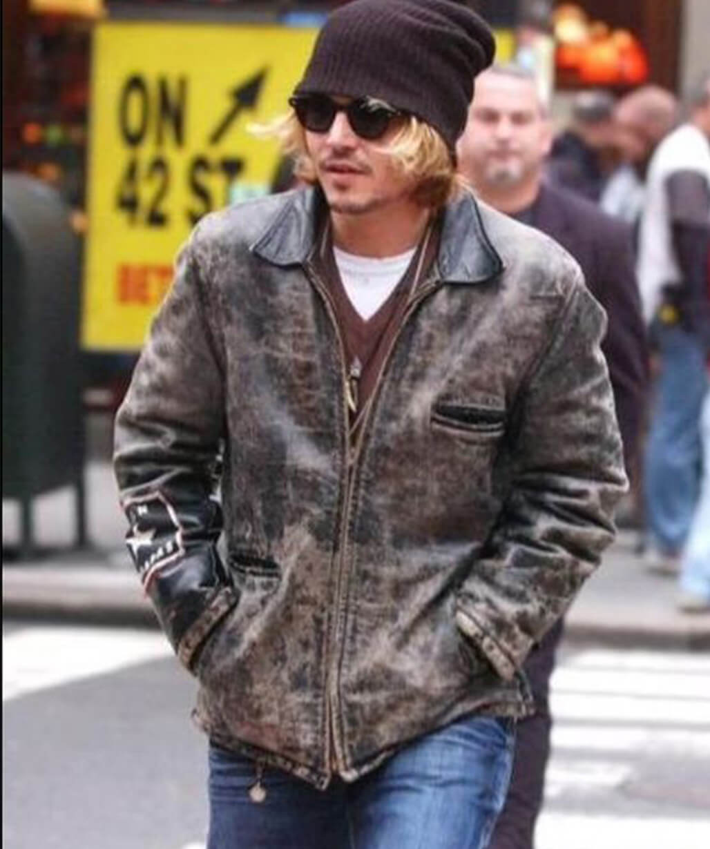 Johnny Depp Distressed Brown Leather Jacket