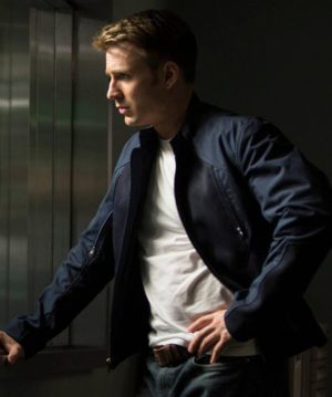 Chris Evans Captain America Blue Leather Jacket