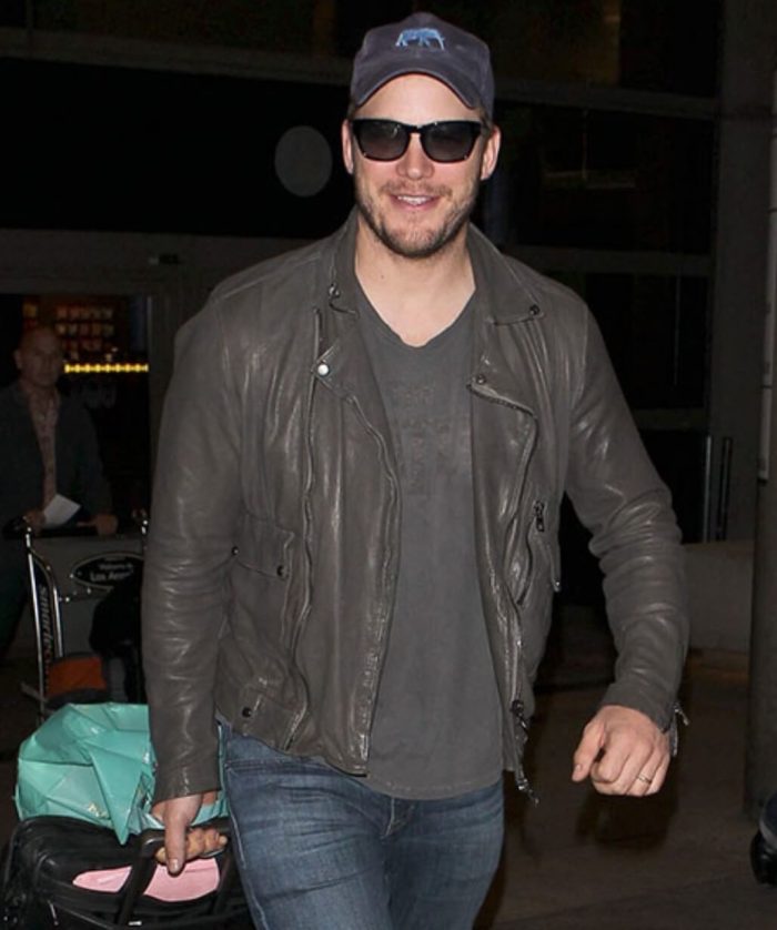 Chris Pratt Grey Biker Leather Jacket - USA Leather Factory