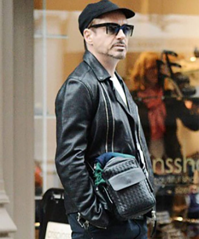 Robert Downey Jr Biker Black Leather Jacket