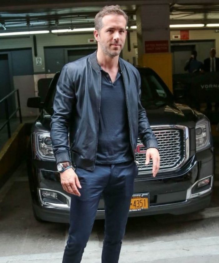 Ryan Reynolds Black Bomber Leather Jacket