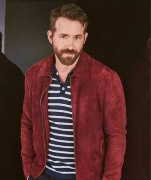 Ryan Reynolds Maroon Suede Jacket