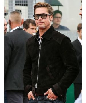 Brad Pitt Black Suede Jacket