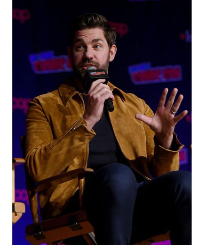 John Krasinski Brown Leather Jacket