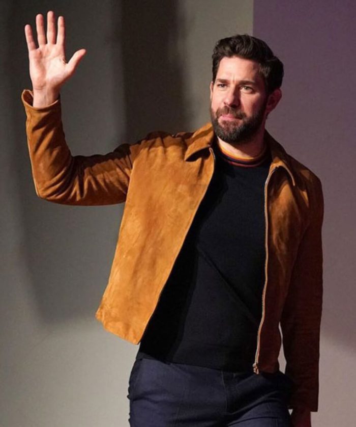 John Krasinski Brown Suede Leather Jacket