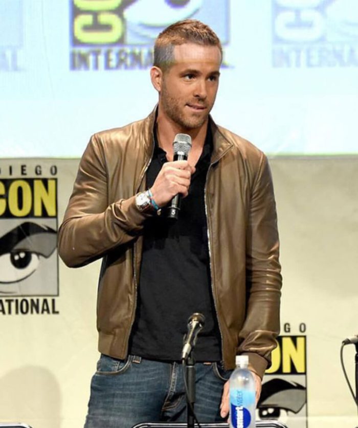 Ryan Reynolds Comic Con Bomber Leather Jacket