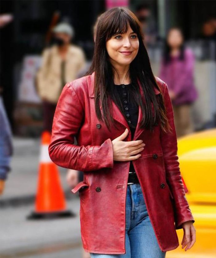 Dakota Johnson Madame Web Leather Coat USA