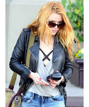 Bella Thorne Biker Black Leather Jacket