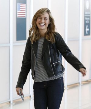 Brie Larson Black Quilted Leather Jacket