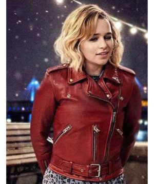 Emilia Clarke Last Christmas Kate Red Leather Jacket