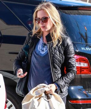 Emily Blunt Black Quilted Leather Jacket