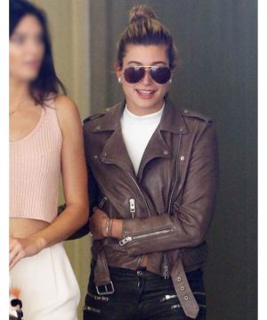 Hailey Bieber Biker Leather Jacket