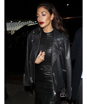 Nicole Scherzinger Belted Biker Jacket