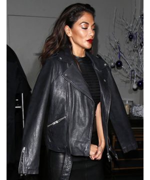 Nicole Scherzinger Belted Leather Jacket