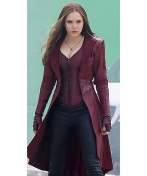 Scarlet Witch Leather Coat Maroon Costume