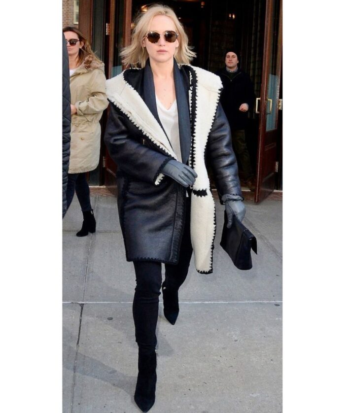 Jennifer Lawrence Shearling Leather Coat