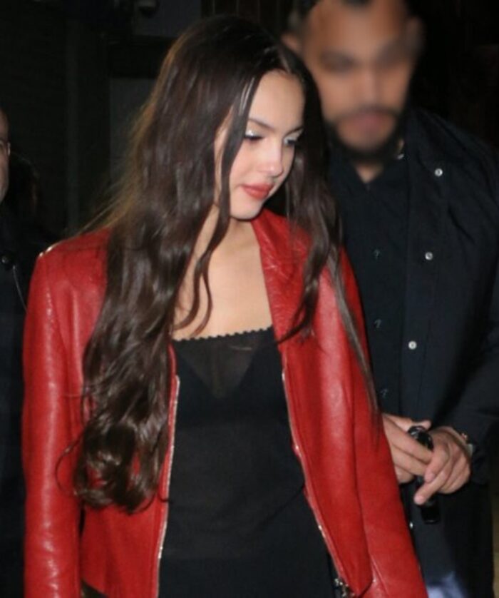 Olivia Rodrigo Red Moto Leather Jacket