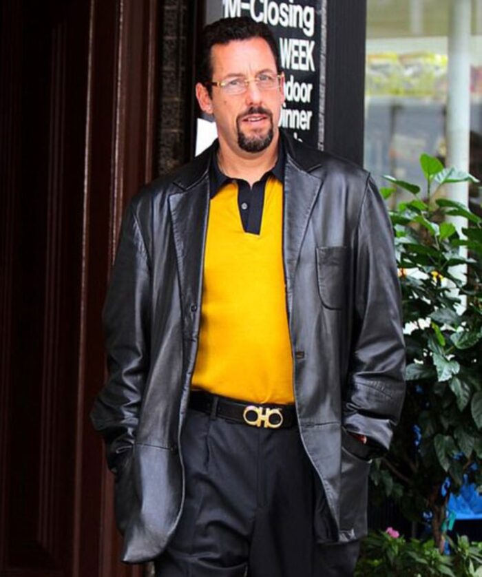 Adam Sandler in Uncut Gems Black Leather Coat