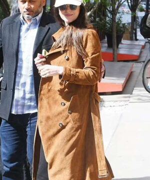 Dakota Johnson Brown Suede Leather Coat