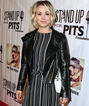 Kaley Cuoco Black Leather Jacket