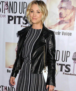 Kaley Cuoco Black Biker Leather Jacket