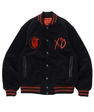 The Weeknd A Bathing Ape Bape XO Varsity Black Wool Jacket