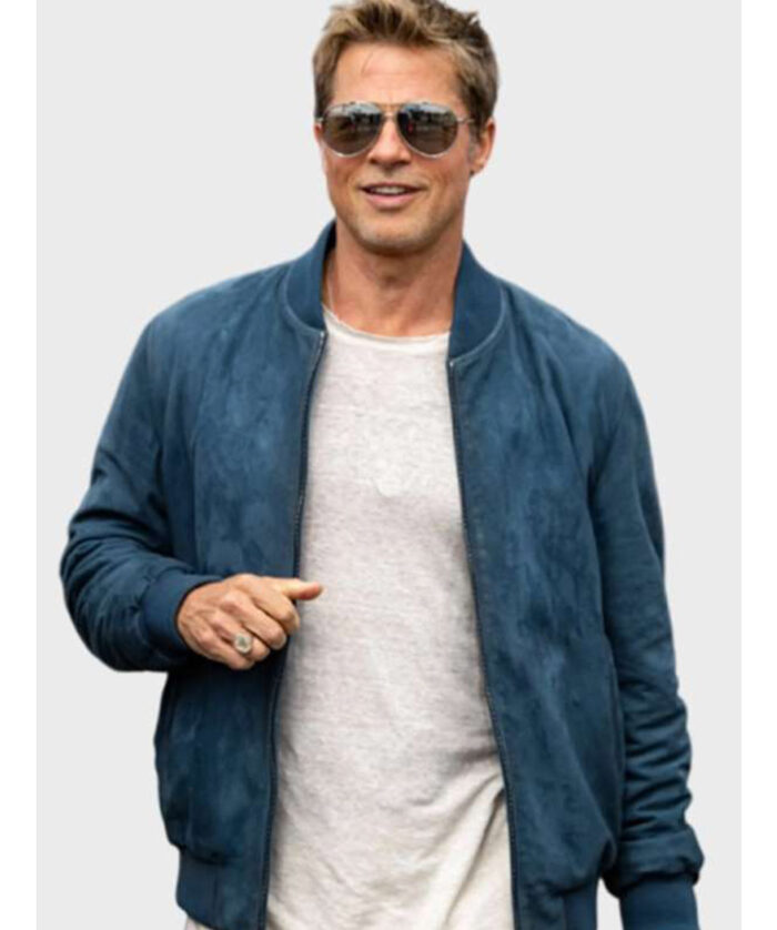 Brad Pitt F1 Blue Bomber Leather Jacket