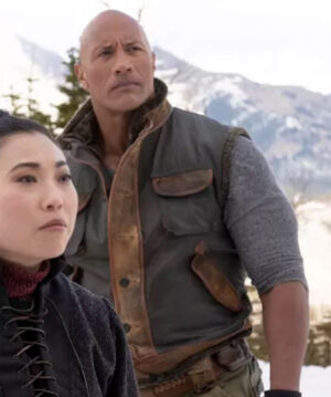 Jumanji The Next Level Dwayne Johnson Brown Leather Vest