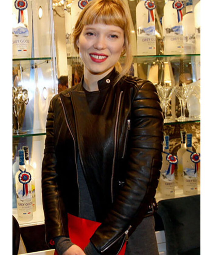 Lea Seydoux Black Leather Jacket