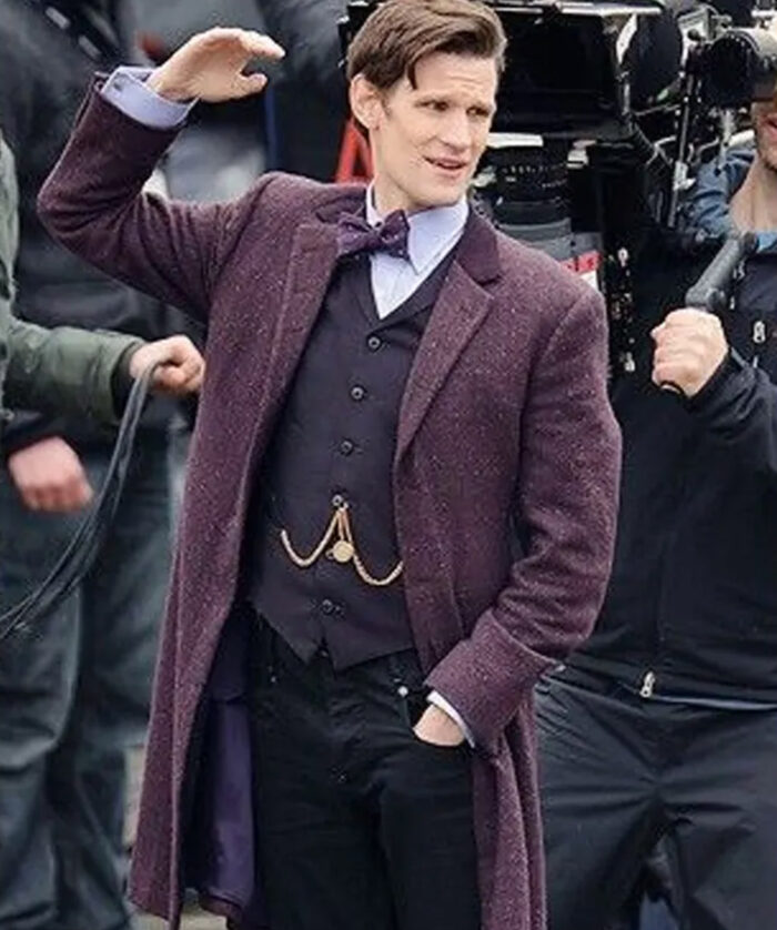 Matt Smith 11th Doctor Purple Wool Coat