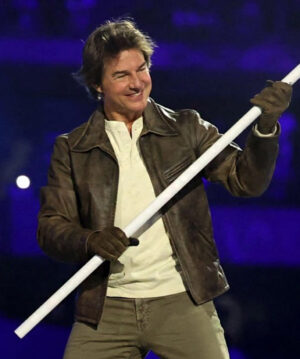 Tom Cruise Paris Olympic Closing Ceremony Leather Jacket