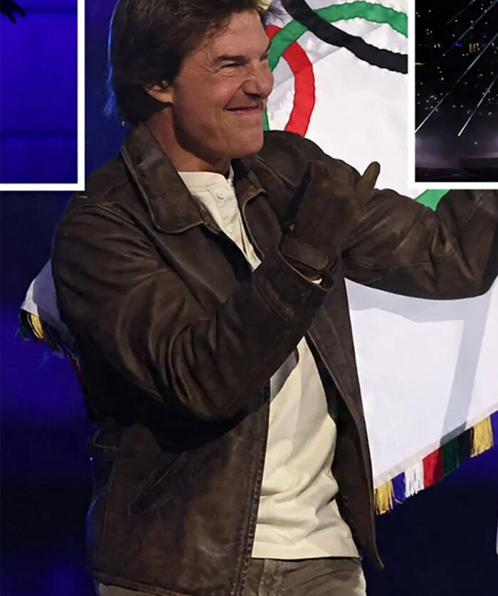 Tom Cruise Paris Olympic Closing Ceremony Leather Jacket