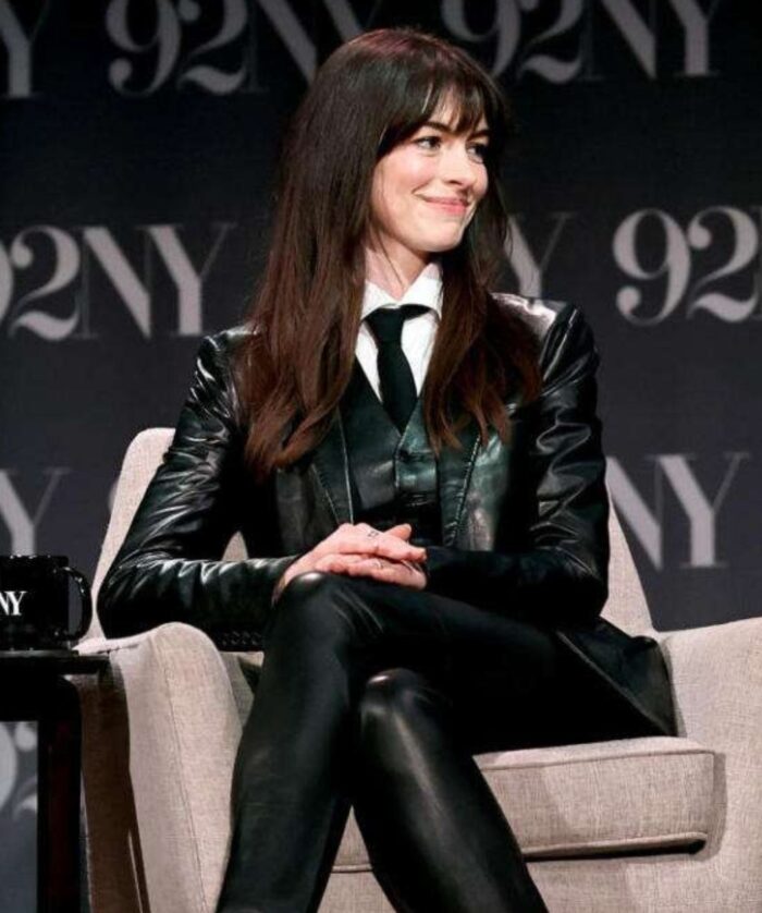 Anne Hathaway The Idea Of You Black Leather Blazer