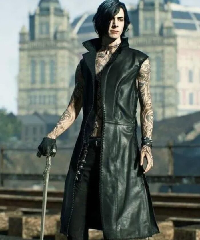 Devil May Cry 5 V Black Leather Coat