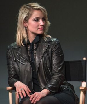 Dianna-Agron-Black-Leather-Jacket