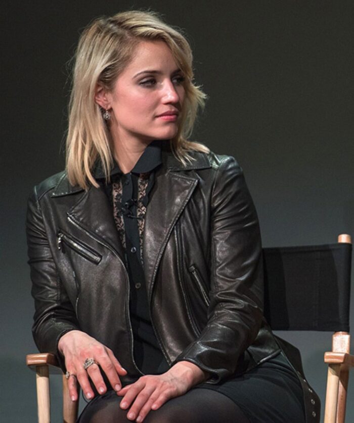 Dianna Agron Black Leather Jacket