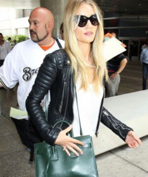 Rosie Huntington Whiteley Biker Leather Jacket - Image 2