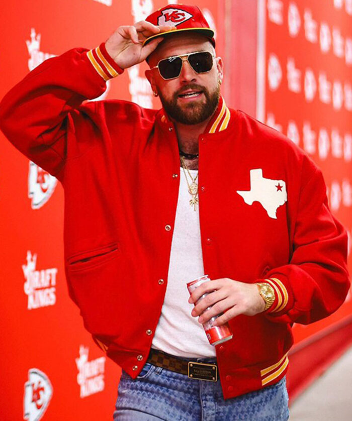 Travis Kelce Texans Red Varsity Wool Jacket