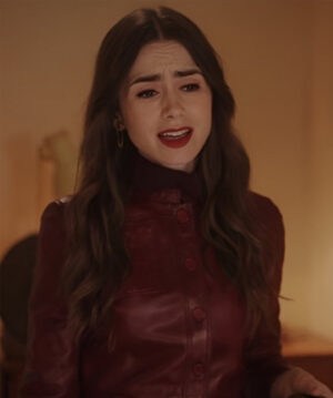 Emily in Paris Season 4 Lily Collins Red Leather coat