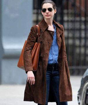 Anne Hathaway Suede Coat